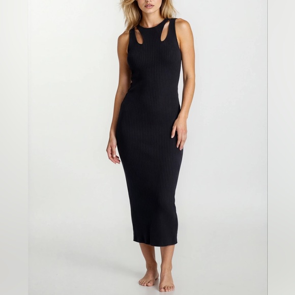 Reformation Michael Cotton Cut Out Sweater Dress Black - Size XS - Picture 7 of 9